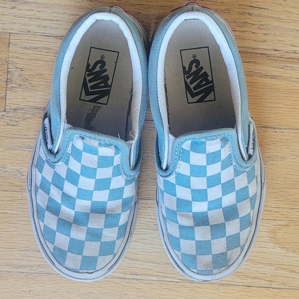 Sky blue and white checked van youth size 3